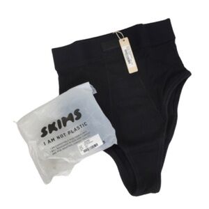Skims Women’s Cotton Rib Briefs Soft Lounge Sleepwear Scoot Black New With Tags